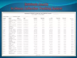 Seminole County In-House Collection Tracking System