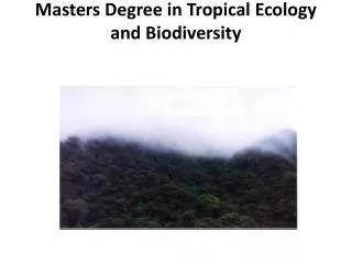 Masters Degree in Tropical Ecology and Biodiversity