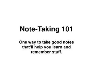 Note-Taking 101