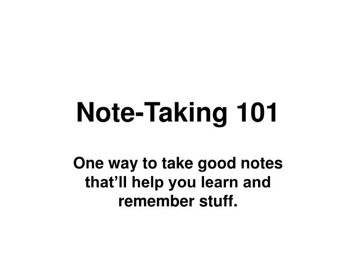 note taking 101