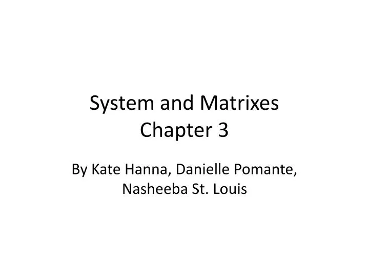 system and matrixes chapter 3