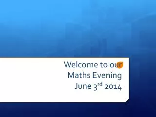 Welcome to our Maths Evening June 3 rd 2014