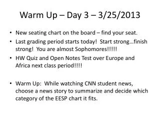 Warm Up – Day 3 – 3/25/2013