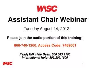 Assistant Chair Webinar