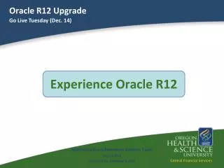 Oracle R12 Upgrade