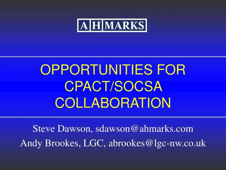 opportunities for cpact socsa collaboration