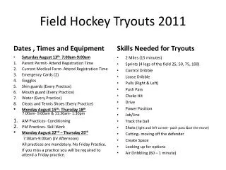 Field Hockey Tryouts 2011