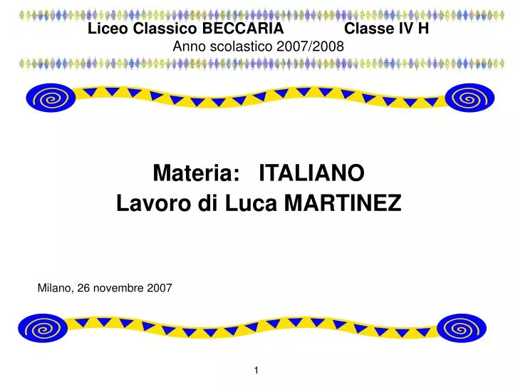 liceo classico beccaria classe iv h anno scolastico 2007 2008