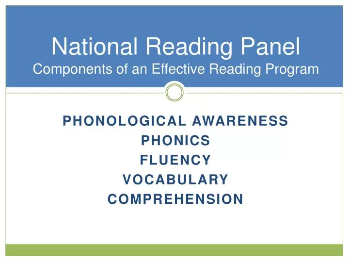 national reading panel components of an effective reading program
