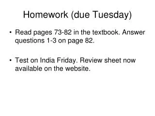Homework (due Tuesday)