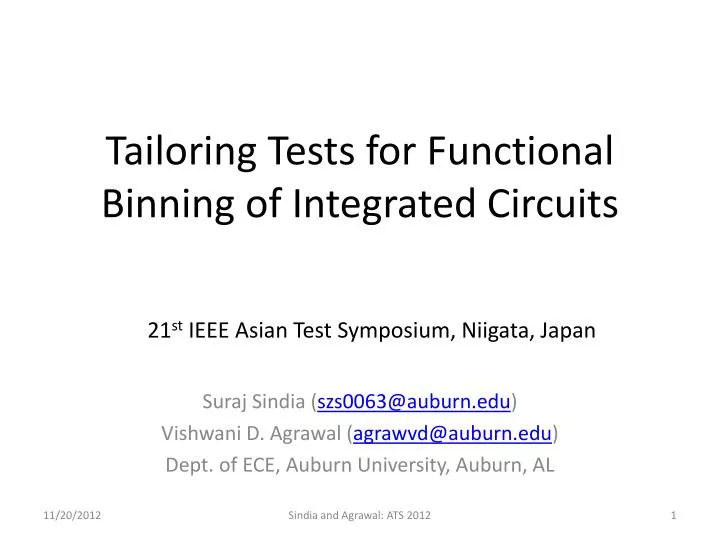 tailoring tests for functional binning of integrated circuits