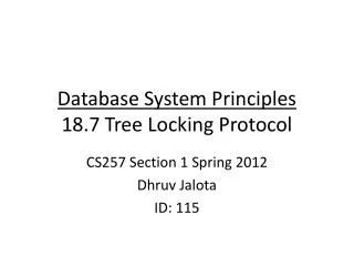 Database System Principles 18.7 Tree Locking Protocol