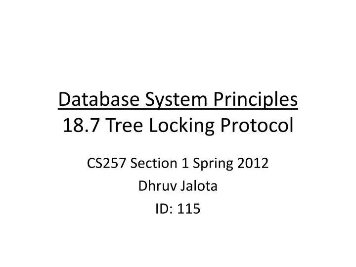 database system principles 18 7 tree locking protocol