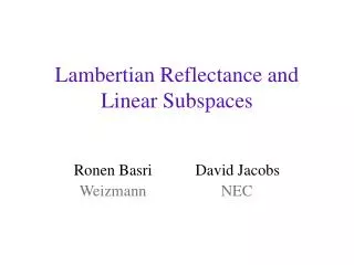 Lambertian Reflectance and Linear Subspaces
