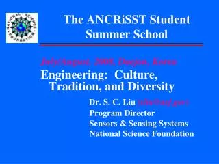 The ANCRiSST Student Summer School