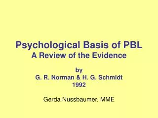 Psychological Basis of PBL A Review of the Evidence
