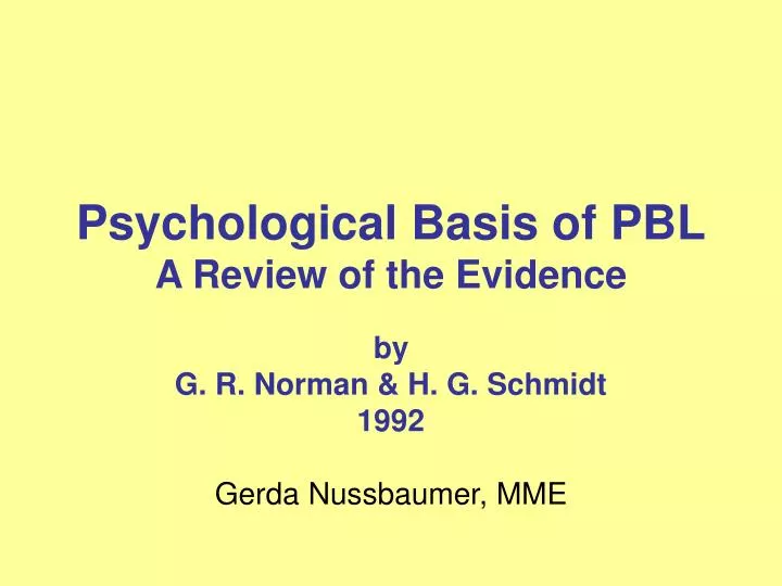 psychological basis of pbl a review of the evidence