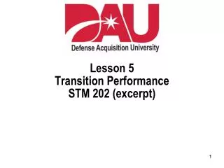 Lesson 5 Transition Performance STM 202 (excerpt)