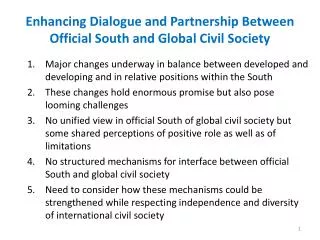 Enhancing Dialogue and Partnership Between Official South and Global Civil Society