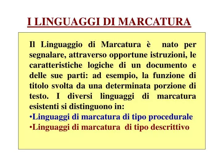 i linguaggi di marcatura