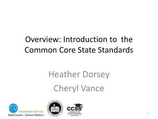Overview: Introduction to the Common Core State Standards