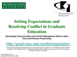 Setting Expectations and Resolving Conflict in Graduate Education