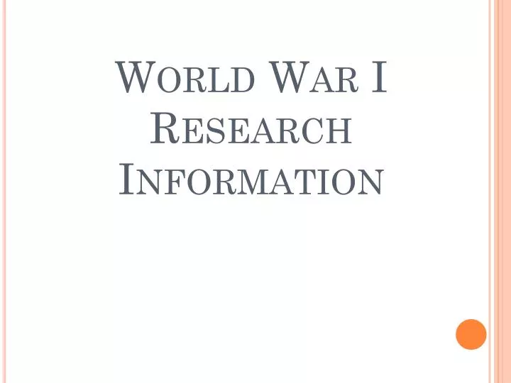 world war i research information