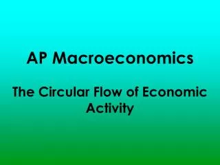 AP Macroeconomics The Circular Flow of Economic Activity