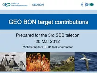 GEO BON target contributions