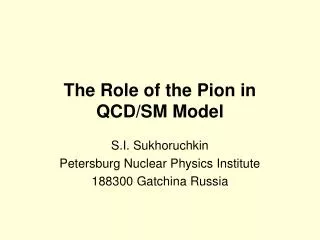 The Role of the Pion in QCD/SM Model