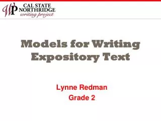 Models for Writing Expository Text