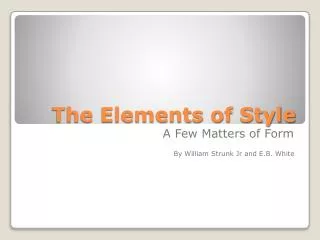 The Elements of Style