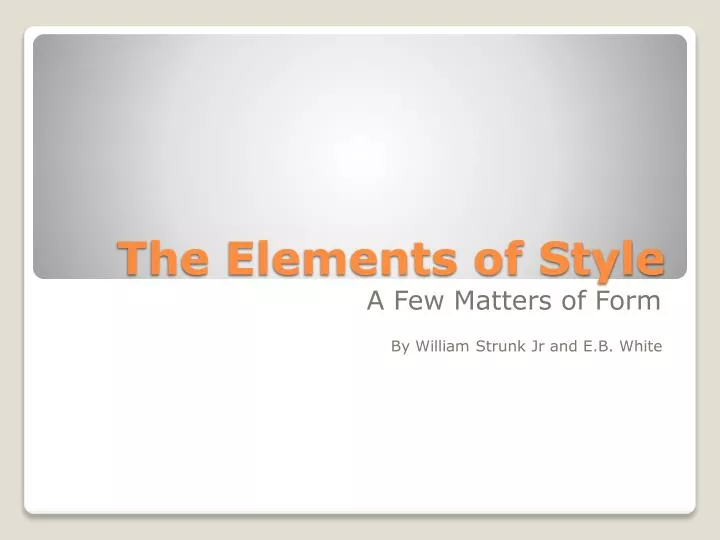 the elements of style