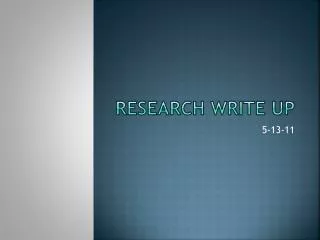 research write up