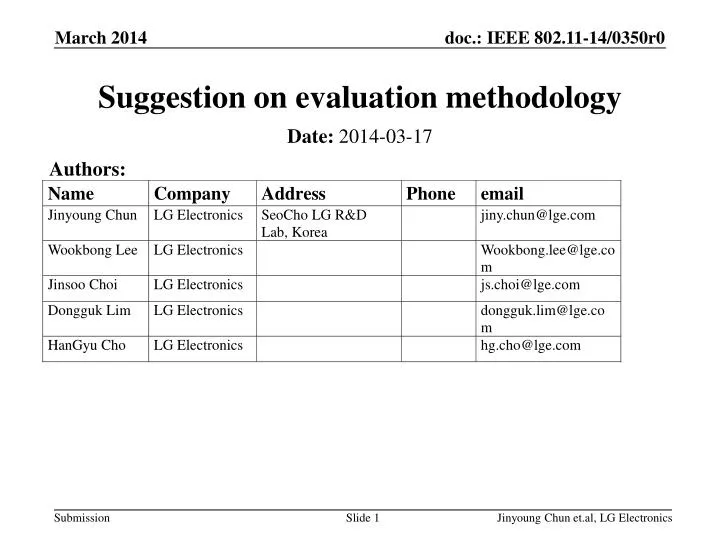 suggestion on evaluation methodology