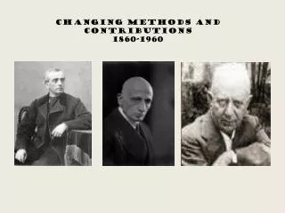 Changing Methods and Contributions 1860-1960