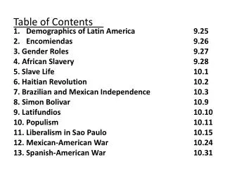 Table of Contents