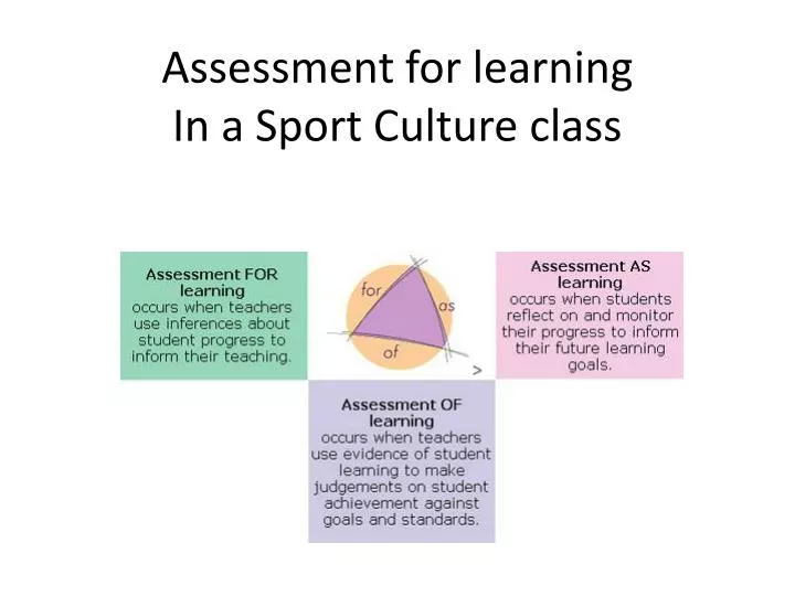 assessment for learning in a sport culture class