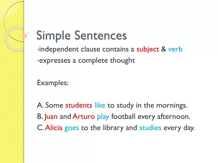 PPT - Simple Sentences PowerPoint Presentation, free download - ID:2790888