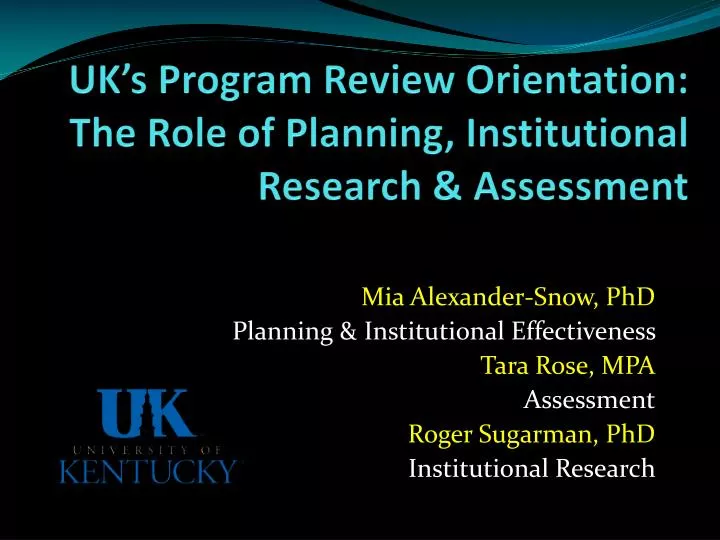 uk s program review orientation the role of planning institutional research assessment