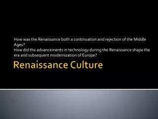 Renaissance Culture