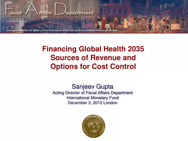 financing global health 2035 sources of revenue and options for cost control