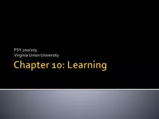 Chapter 10: Learning