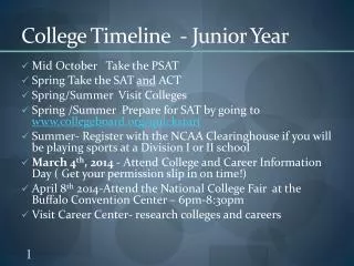 College Timeline - Junior Year