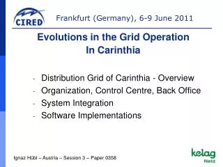 Distribution Grid of Carinthia - Overview Organization, Control Centre, Back Office