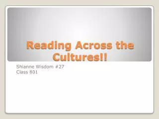 Reading Across the Cultures!!