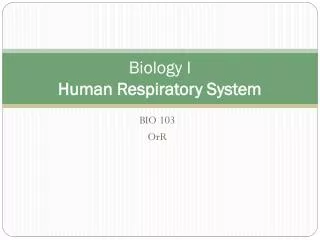 Biology I Human Respiratory System