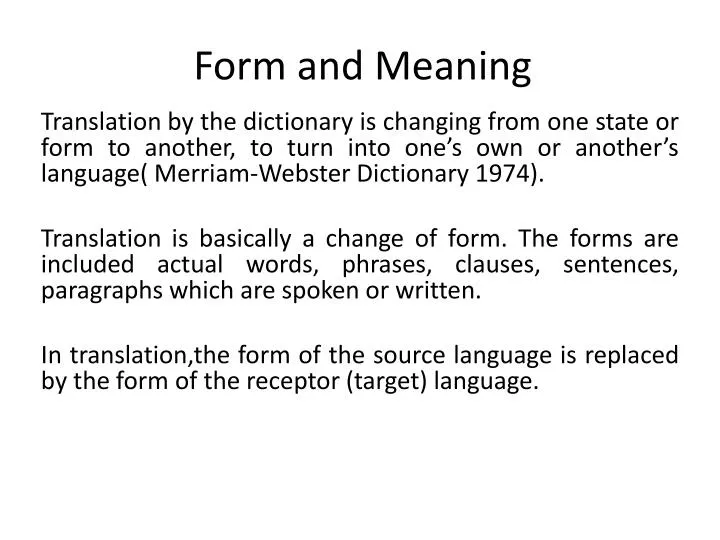 form and meaning