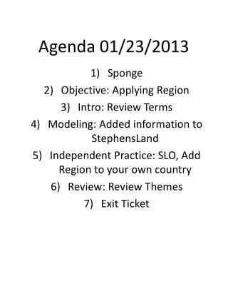 Agenda 01/23/2013