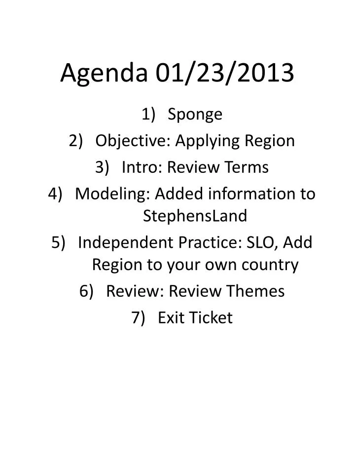 agenda 01 23 2013
